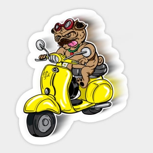 Scooter Riding Pug (Pug Dog 2021) Sticker